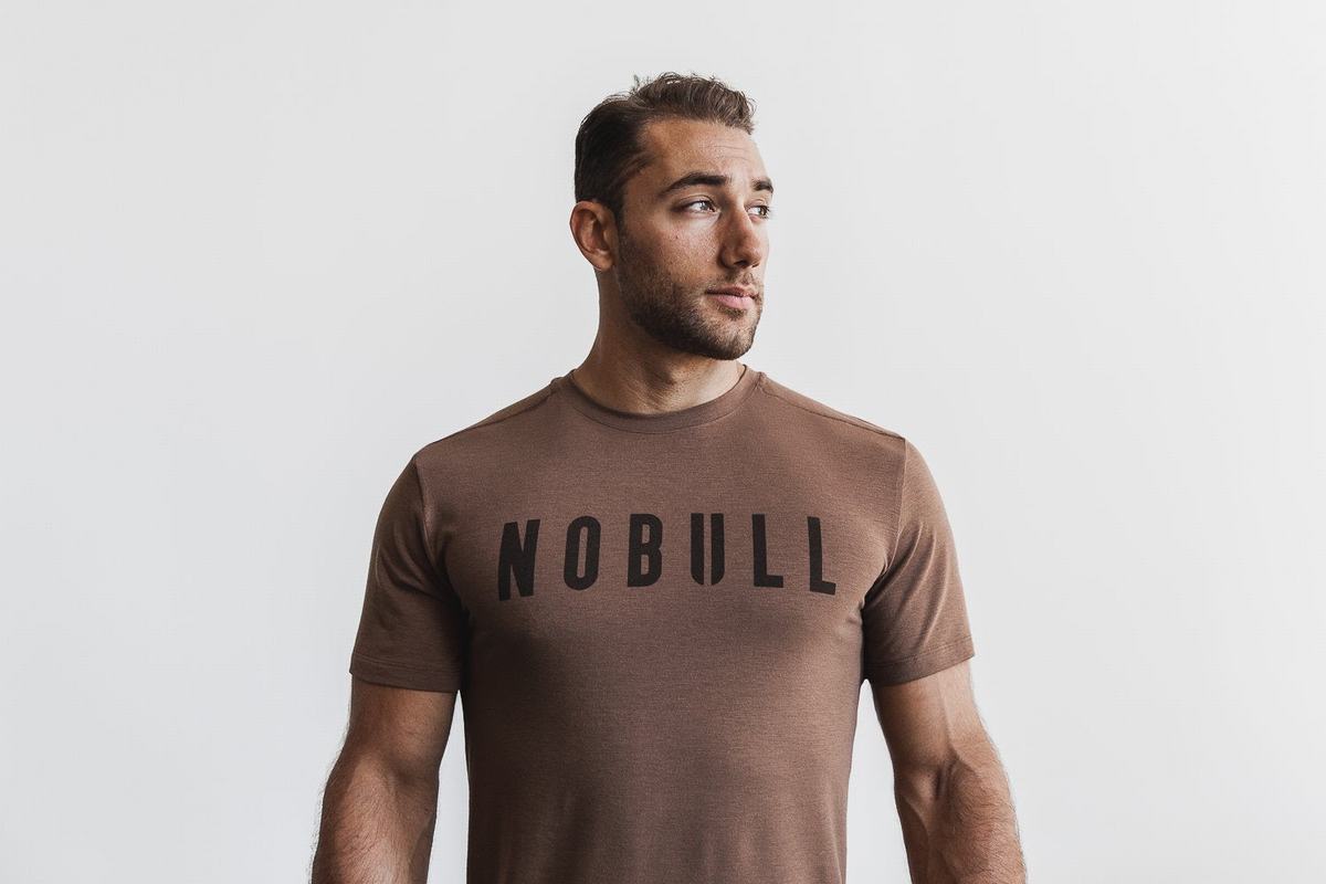 Nobull Men's T Shirts Brown | Australia (DE7903)